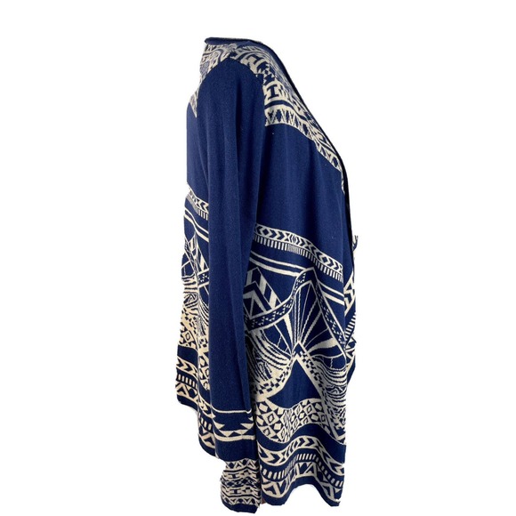 Flying Tomato Aztec Indian Navajo Reversible Cardigan Navy & Cream Big Size S - Picture 6 of 13